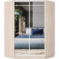 Шкаф-купе Классика 71 (каркас ясень шимо светлый, фасады 09/09 зеркало) профиль белый глянец 71.2200.1100.450.(09.09.).01.(00.00.).06