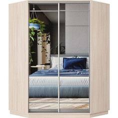 Шкаф-купе Классика 75 (каркас ясень шимо светлый, фасады 09/09 зеркало) профиль серебро 75.2200.1200.450.(09.09.).01.(00.00.).01