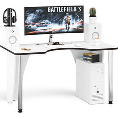 Стол компьютерный Мебельный двор С-МД-СК2-1400-750 белый/кромка венге