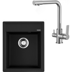 Кухонная мойка и смеситель Omoikiri Daisen 42 BL черный (4993606, SL130-015F)