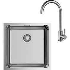 Кухонная мойка со смесителем Omoikiri Tadzava 44-U/I Quadro IN нержавеющая сталь (4993509, SUS124-017F)