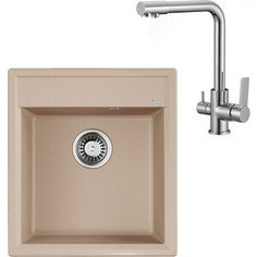 Кухонная мойка со смесителем Omoikiri Daisen 46 SA бежевый (4993615, SL130-015F)