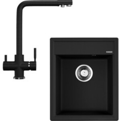 Кухонная мойка и смеситель Omoikiri Daisen 42 BL черный (4993606, U-016-308)