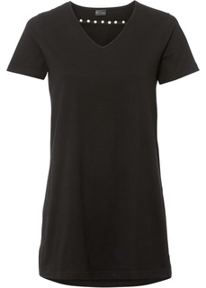 Футболка длинная с бусинами Bonprix