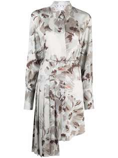 Off-White FLORAL SATIN PLISSE SHIRT DR GREY GREEN
