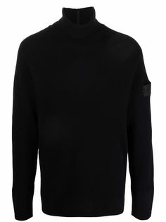 Stone Island Shadow Project logo-patch roll neck jumper