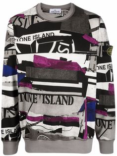 Stone Island толстовка в технике пэчворк с логотипом