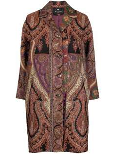 ETRO однобортное пальто с узором пейсли