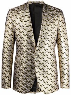 Versace однобортный пиджак с узором Greca