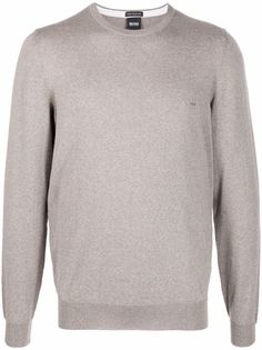 BOSS шерстяной джемпер с круглым вырезом