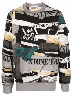 Stone Island толстовка в технике пэчворк с логотипом