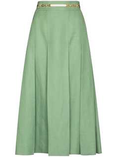 Gucci GCCI SKRT MIDI HW PLTD GLD HRSBIT BLT LN