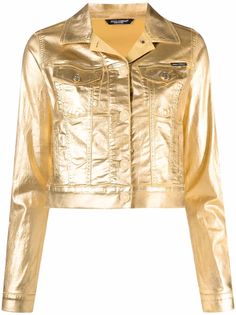 Dolce & Gabbana куртка с эффектом металлик и нашивкой-логотипом