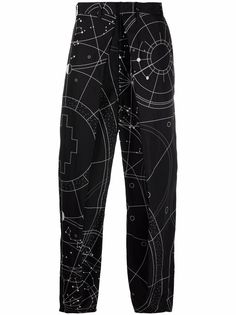 Marcelo Burlon County of Milan ALL OVER ASTRAL PLEATED CHINO BLACK WHIT
