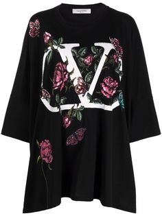 Valentino футболка с вышивкой VLogo Landscape