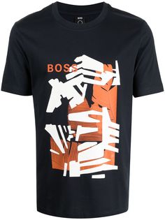 BOSS футболка с абстрактным принтом