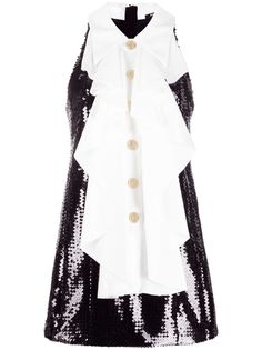 Balmain платье мини с оборками и пайетками