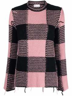 RED Valentino клетчатый джемпер с бахромой
