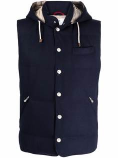 Brunello Cucinelli дутый жилет с капюшоном