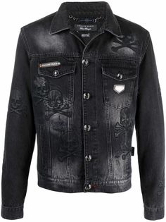 Philipp Plein джинсовая куртка с эффектом потертости