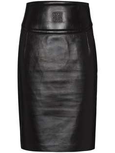 Givenchy кожаная юбка с тисненым логотипом