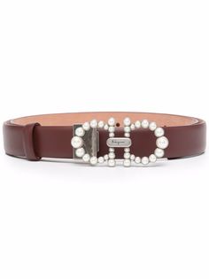 Salvatore Ferragamo ремень с искусственным жемчугом и декором Gancini