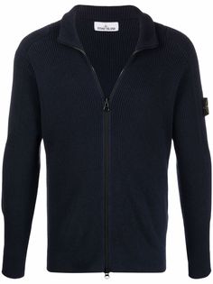 Stone Island кардиган на молнии с нашивкой-логотипом