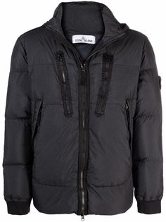 Stone Island пуховик с нашивкой-логотипом