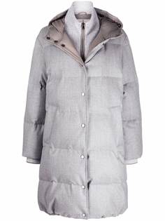 Brunello Cucinelli многослойное пальто с капюшоном