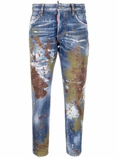 Dsquared2 укороченные джинсы с эффектом разбрызганной краски