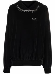 Philipp Plein бархатное худи с кристаллами