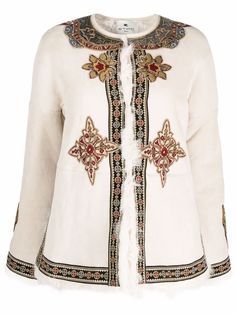 ETRO куртка с меховой подкладкой и вышивкой