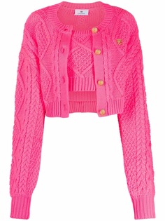 Chiara Ferragni вязаный комплект из топа и кардигана с логотипом