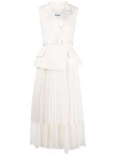 Self-Portrait твидовое платье миди с поясом