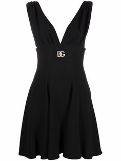 Dolce & Gabbana платье с V-образным вырезом и логотипом