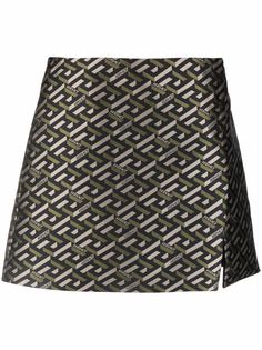 Versace мини-юбка La Greca с завышенной талией