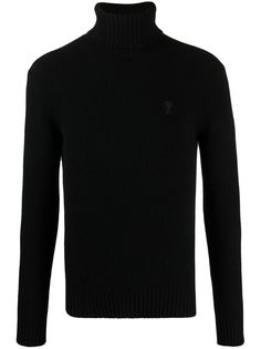 AMI Paris джемпер с высоким воротником и монограммой Ami de Coeur