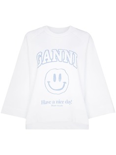 GANNI топ оверсайз с принтом