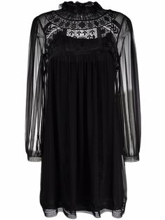 Alberta Ferretti полупрозрачное шелковое платье трапеция