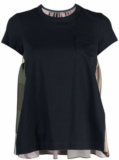 sacai футболка с контрастной вставкой
