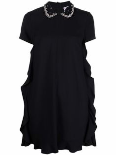 RED Valentino платье мини с кристаллами и оборками