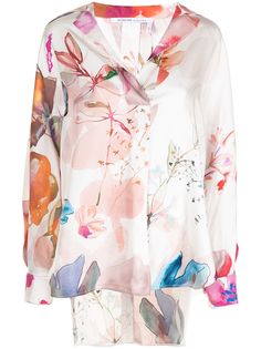 Agnona блузка с длинными рукавами и цветочным принтом