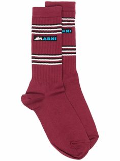 Marni носки в рубчик с логотипом