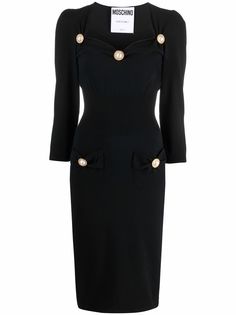 Moschino платье миди с искусственным жемчугом