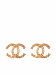 Chanel Pre-Owned позолоченные серьги-клипсы 1980-х годов с логотипом CC