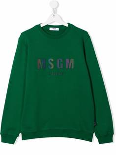 MSGM Kids толстовка с вышитым логотипом