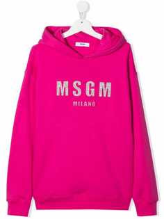 MSGM худи с логотипом и блестками