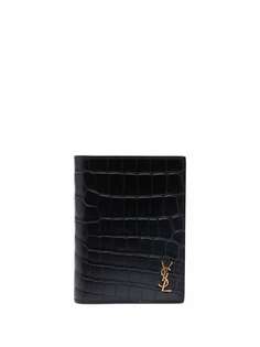 Saint Laurent кошелек с тиснением под крокодила и логотипом