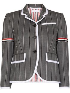 Thom Browne однобортный блейзер с полосками RWB