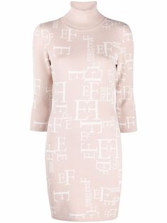 Elisabetta Franchi платье мини с высоким воротником и логотипом